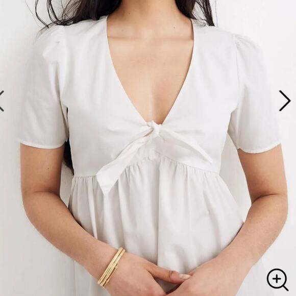 Madewell White Tie Front Poplin Mini Dress size 2 - Picture 3 of 16